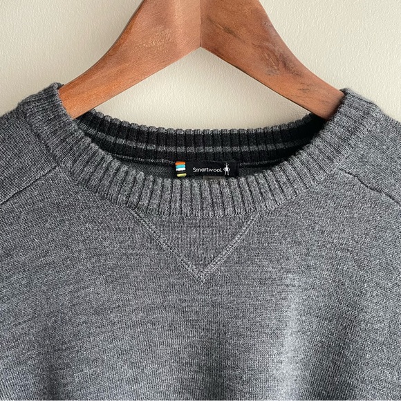 Smartwool Sparwood Merino Blend Sweater Crewneck Large Grey Knit - Picture 5 of 11